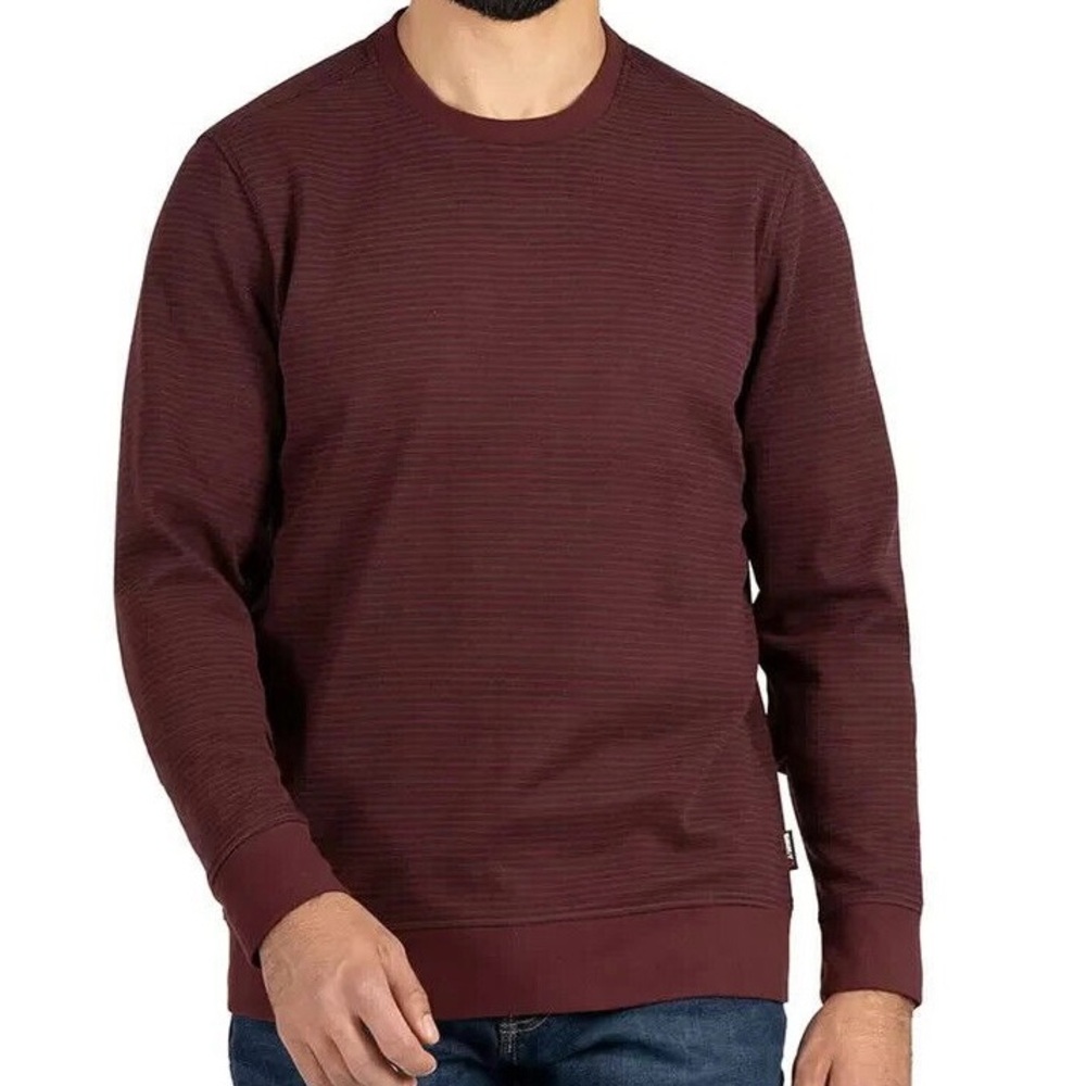 Gerry Men's Stretch Fleece Crew Pullover, Stripped, Red, Size S
